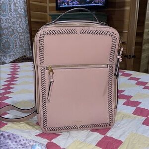 Calpak Blush Pink Whipstitch-Trim Backpack Tote